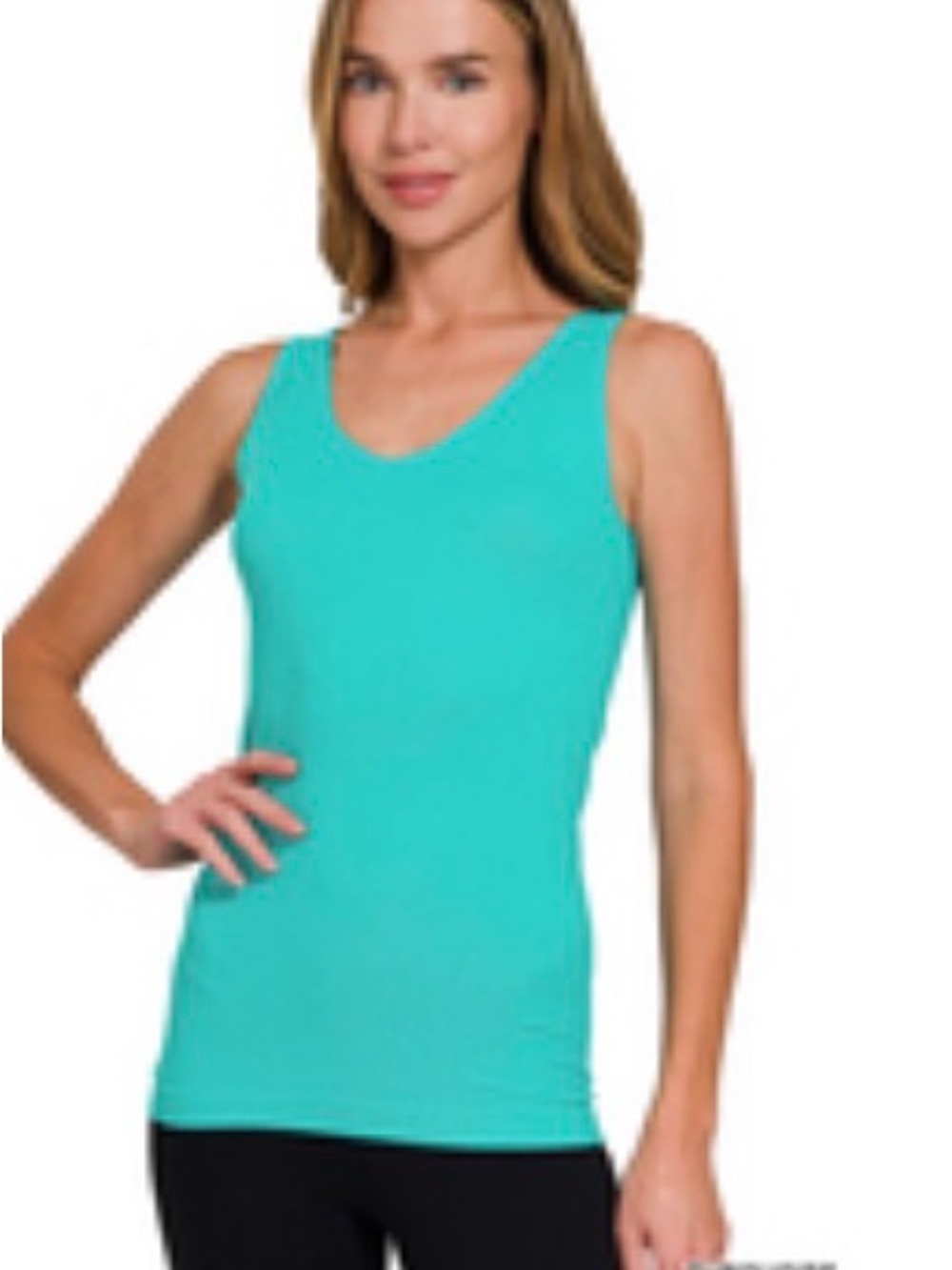 U or V neck - two way tank- Teal Sleeveless Women's Top